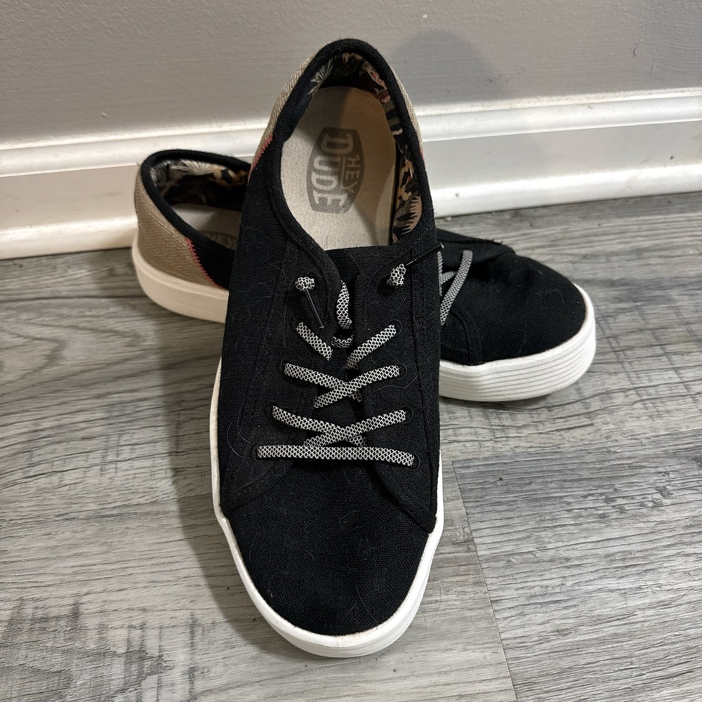 Hey Dude Cody with Craft Black Canvas Sneakers. Women’s Size 11